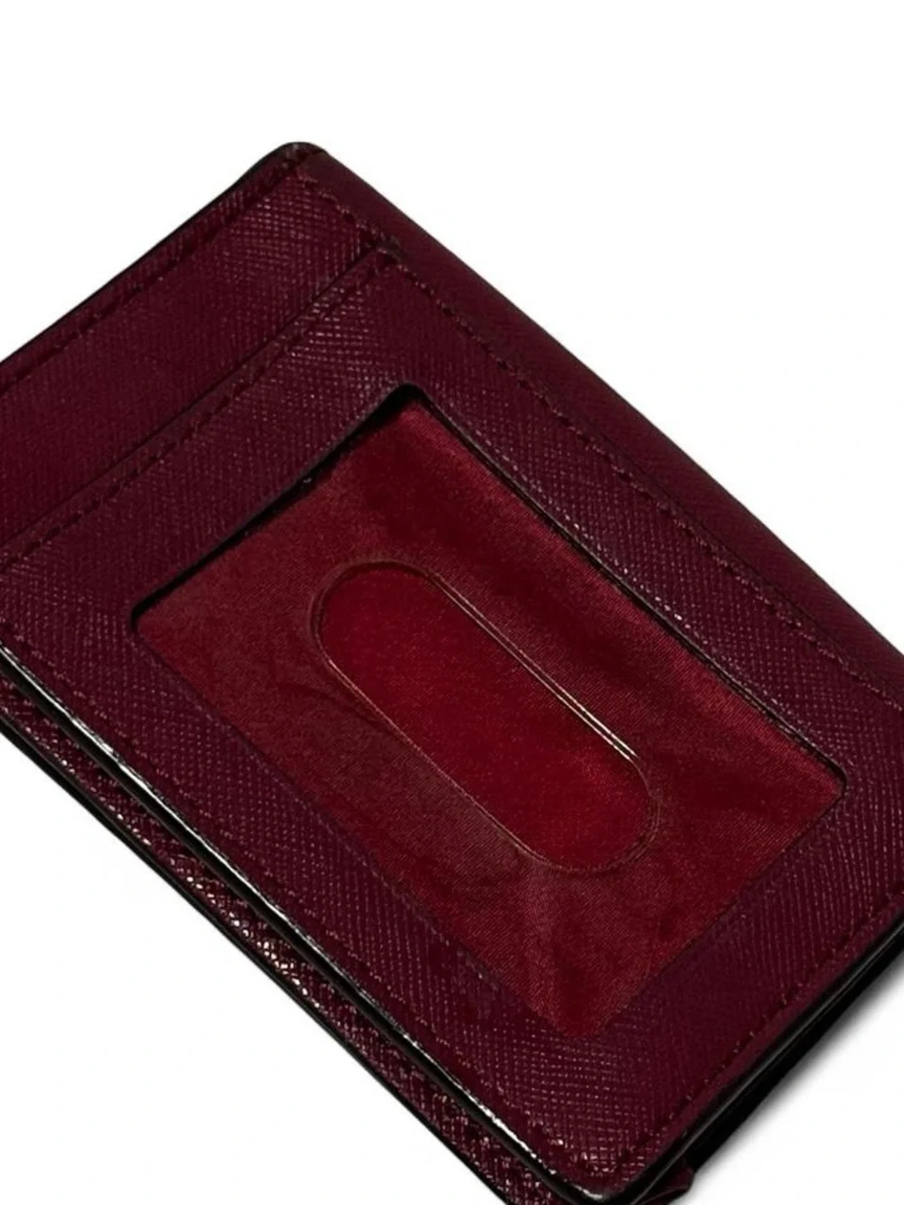 COACH Plum Saffiano Leather Card Holder with Silver Logo